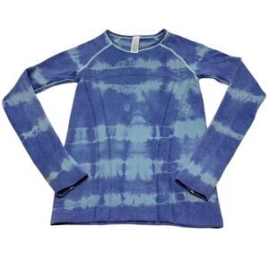 Ivivva Lululemon Swiftly Fly Tech Long Sleeve Top Blue Tie Dye Stripe Girls 10